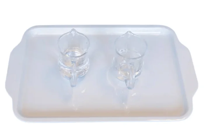 Montessori Wet Pouring Activity – includes 2 Glass Pitchers & Melamine Tray