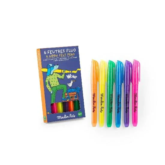 Moulin Roty Les Loufoques – 6 neon felt pens