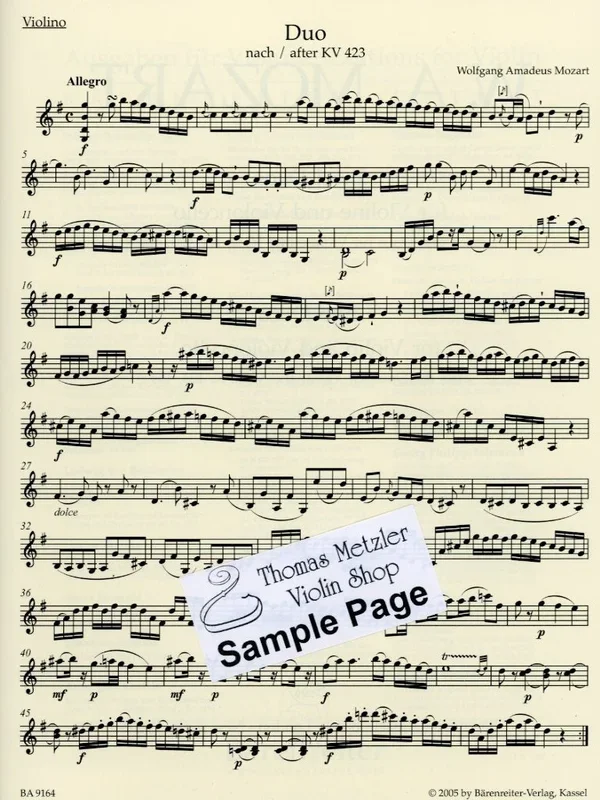 Mozart, W.A. (Berke): Duets for Violin and Viola, KV423 & 424 – URTEXT (violin & viola) Barenreiter