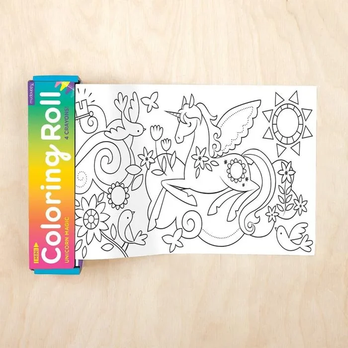 Mudpuppy unicorn magic mini colouring roll