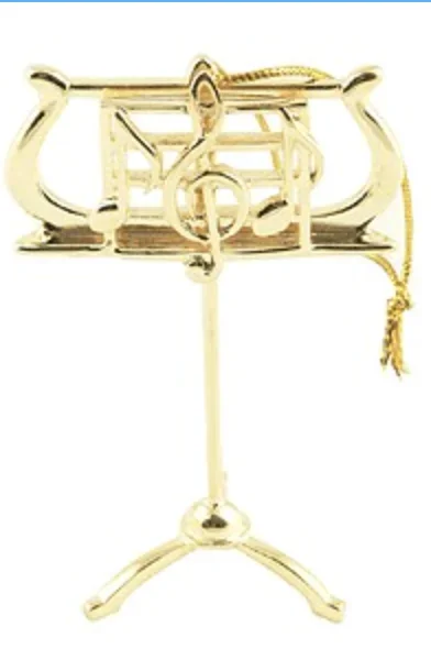 Music Stand Ornament – Gold plated, 4″