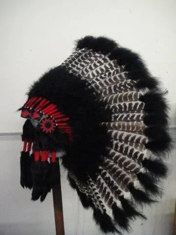 Native American Barred Turkey Black Warbonnet