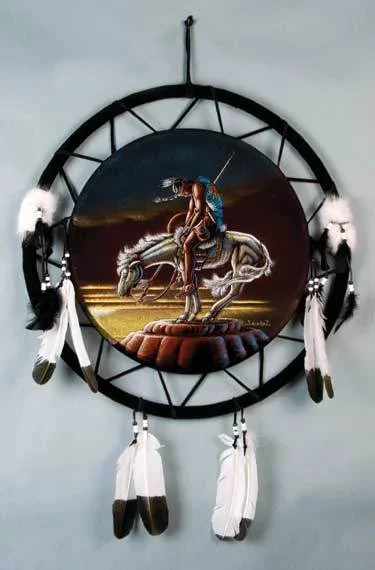 Native American Style Mandala – Hand-Painted End of Trail 24″