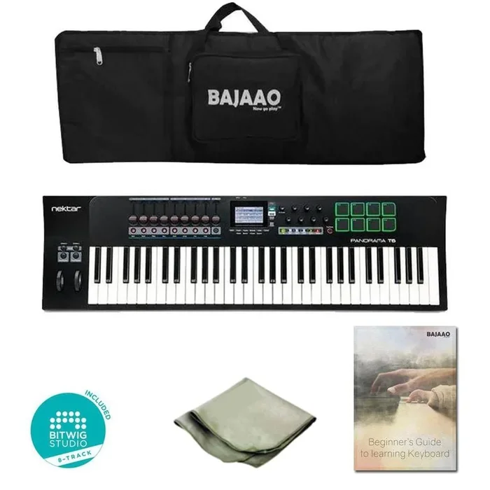 Nektar Panorama T6 61-Key Midi Keyboard Controller With Btwig Software, Cloth, Gigbag & Ebook