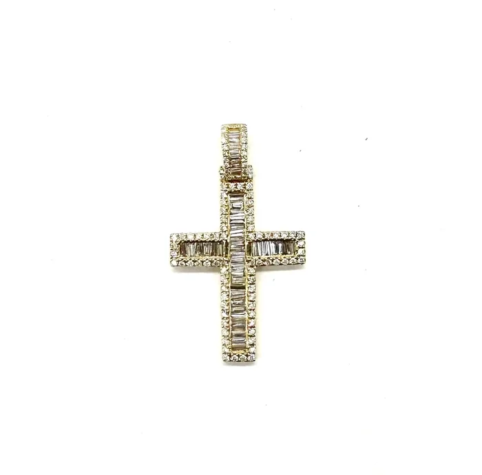 New 1.79 Ctw Baguette & Round Diamond Cross Pendant