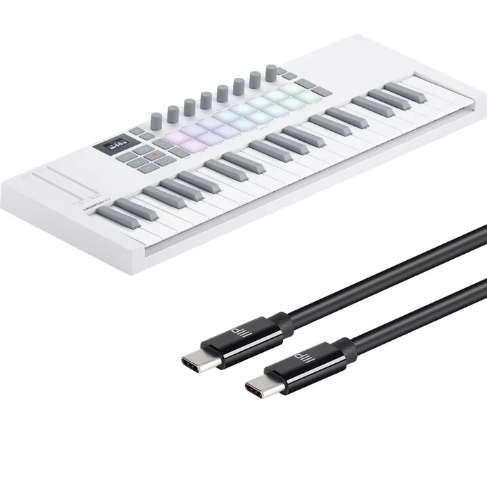 Novation Launchkey Mini 37 Mk4 Keyboard Controller – White USB-C CABLE KIT