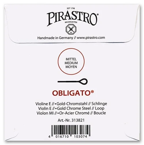 Obligato Violin E String – 4/4 – Medium Gauge – Loop (Gold-Plated Chrome Steel)