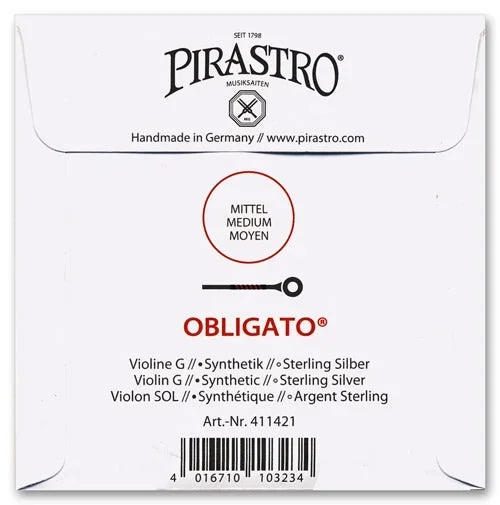 Obligato Violin G String – 4/4 – Medium Gauge (Synthetic/Silver)