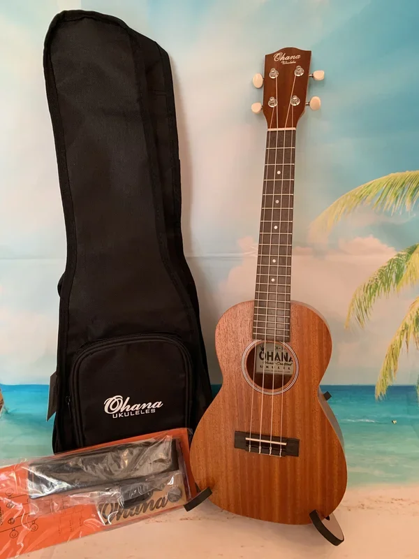 OHANA CK-10PAK Concert Ukulele Starter Pack – All In One – Ukulele, Gig Bag, Tuner, Strap
