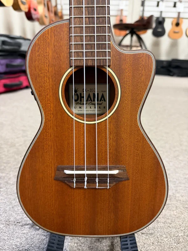 Ohana CK-35CE Mahogany Electric Concert Ukulele w/Cutaway – Solid Mahogany