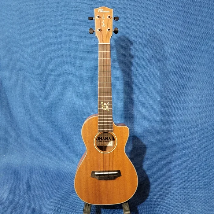 Ohana Concert CK-25C-CL Cynthia Lin Model Solid Mahogany Top Cutaway Ukulele w/ Bag P100