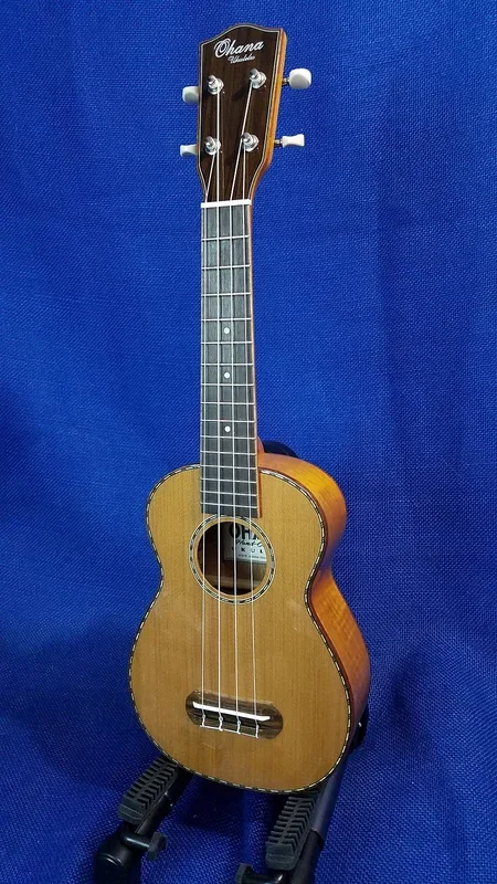Ohana Soprano SK-50MG Solid Cedar Top/ Laminate Exotic Mahogany Ukulele ~414