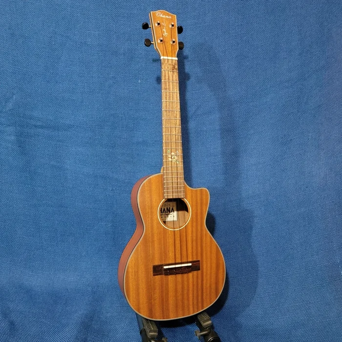 Ohana Tenor TK-25C-CL Cynthia Lin Model Solid Mahogany Top Cutaway Ukulele w/ Bag P125