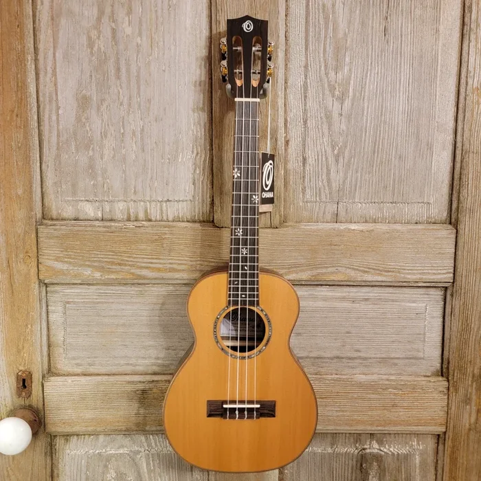 Ohana Tenor TK-50ME Solid Cedar Top Laminate Macassar Ebony Slotted Headstock Ukulele h909