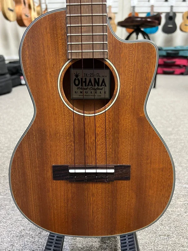 Ohana TK-25CL Cynthia Lin Mahogany Tenor Ukulele – Solid Top/Cutaway
