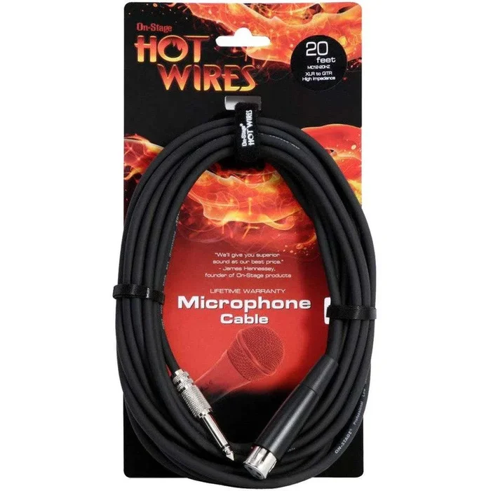 On-Stage Hot Wires 20′ Microphone Cable XLR – 1/4″ TRS