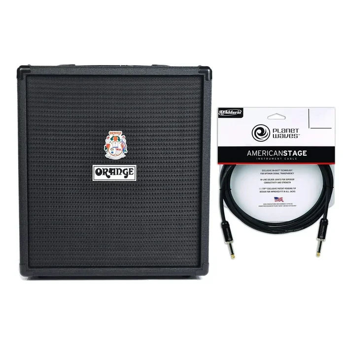 Orange Crush Bass 50 Black 1×12 50w Combo Cable Bundle