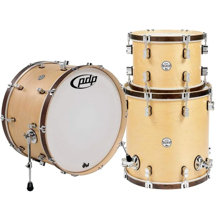 Pacific PDP 13/16/24 Concept Classic Maple 3pc. Drum Kit Natural Satin w/Tobacco Wood Hoops