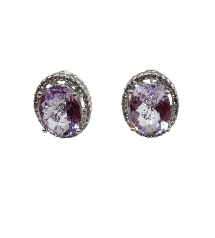 Pale Amethyst and Diamond Earrings