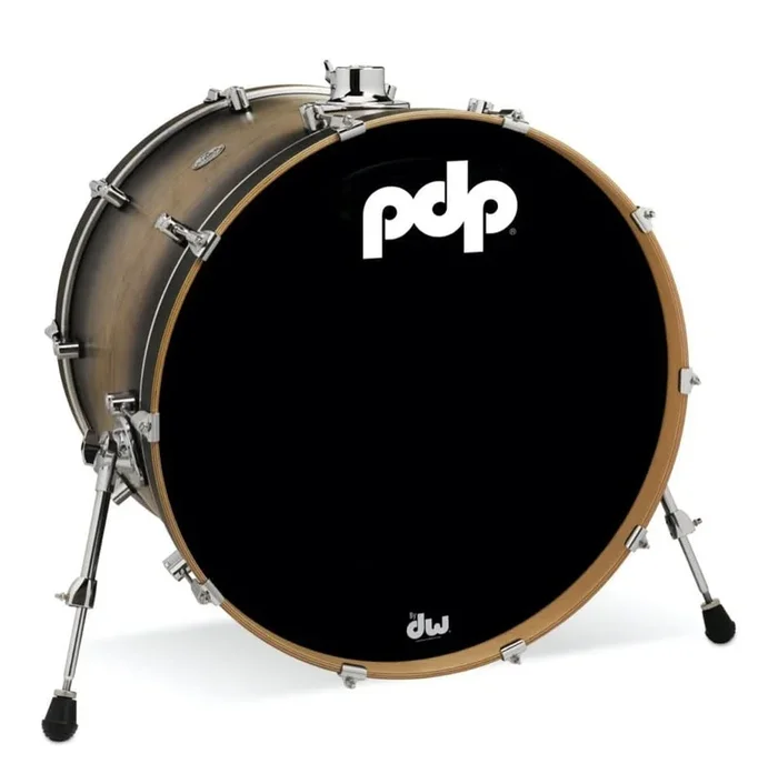PDP Concept Series Maple Bass Drum, 18×24, Satin Charcoal Burst w/Chrome Hw