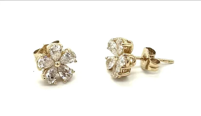 Pear Shape Flower Lab Diamond Earrings