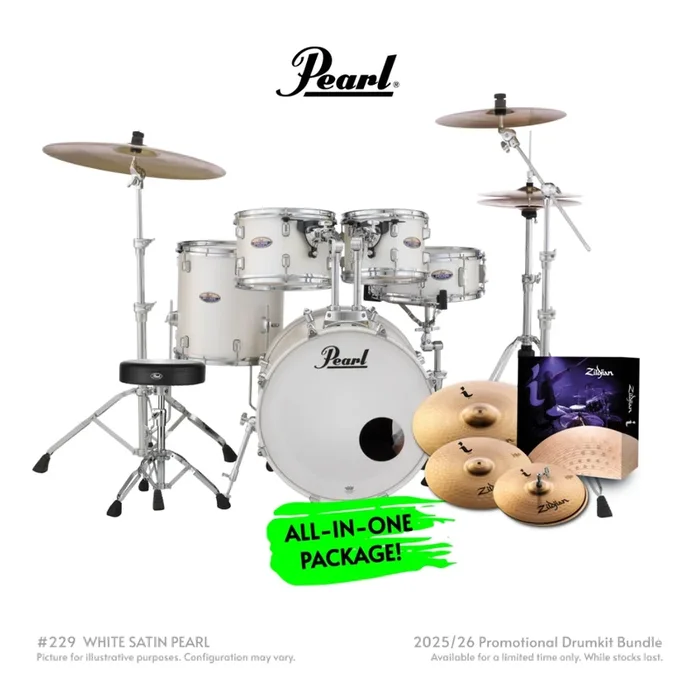 Pearl Decade Maple 5pc 20″ Fusion Increda-Bundle Drum Kit – White Satin Pearl