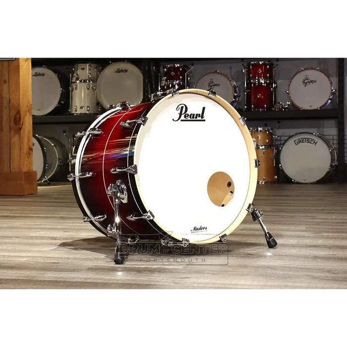 Pearl Masters Maple Complete 20×14 Bass Drum Natural Banded Redburst