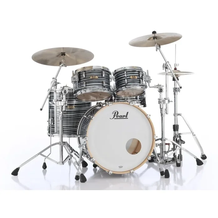 Pearl Masters Maple Pure 4pc Drum Set w/22x16BD w/L-Bracket R2 Mounts Black Oyster Swirl