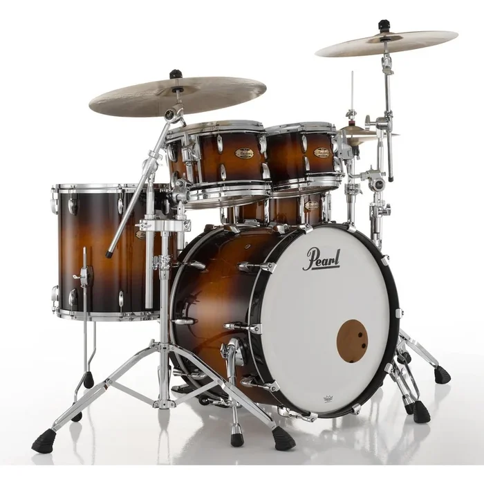 Pearl Masters Maple Pure 4pc Drum Set w/22x16BD w/L-Bracket R2 Mounts Vintage Tobacco Burst