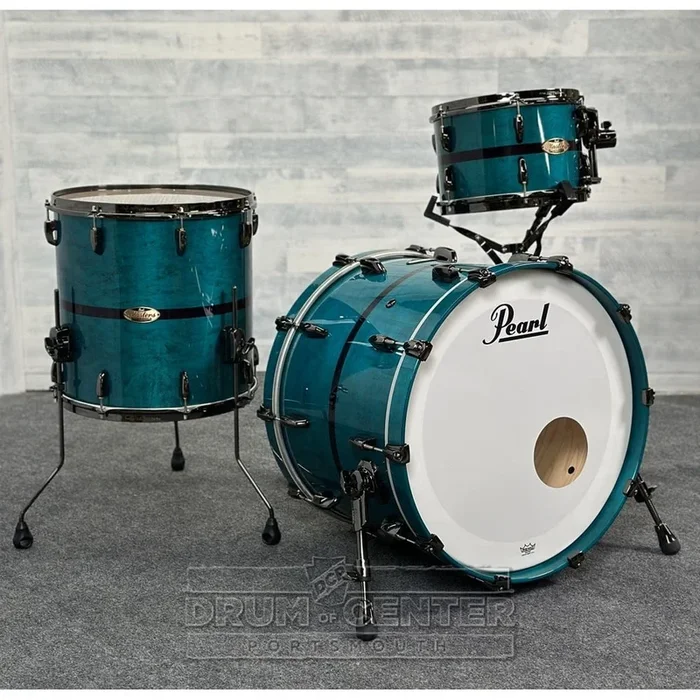 Pearl Masters Maple Reserve 3pc Drum Set Aqua Turquoise Stripe – Blowout Deal!