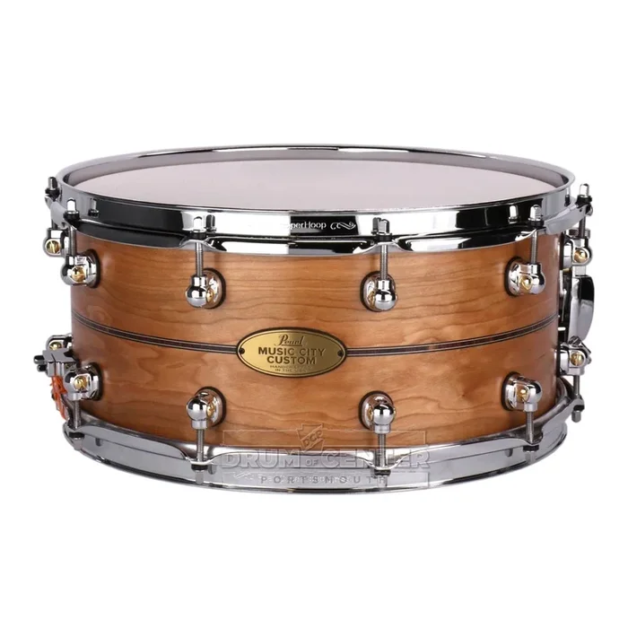 Pearl Music City Custom Solid Cherry 14×6.5 Snare Drum w/Kingwood Inlay