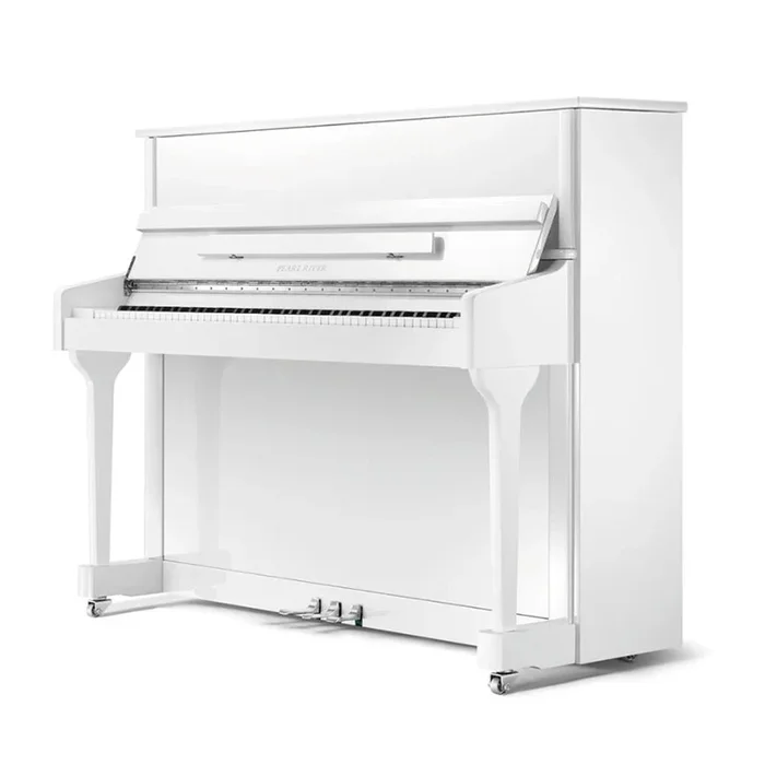 Pearl River EU118 Upright Piano with Bench – Polished White