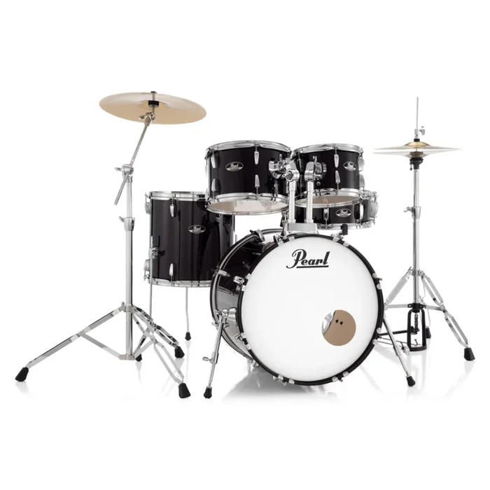 Pearl Roadshow 20″ 5pc Fusion Drum Kit with Hardware and Cymbals – Jet Black