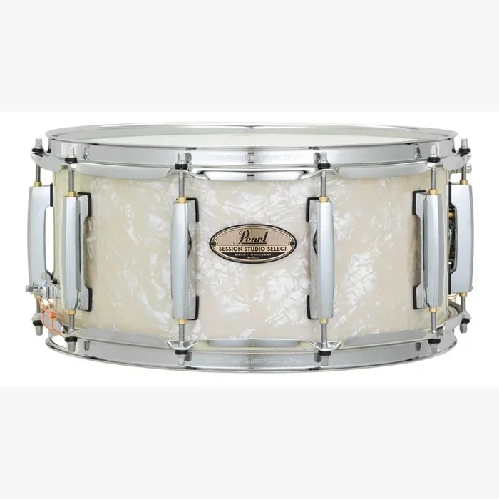 Pearl Session Studio Select 14×6.5 Snare Drum Nicotine White Marine Pearl