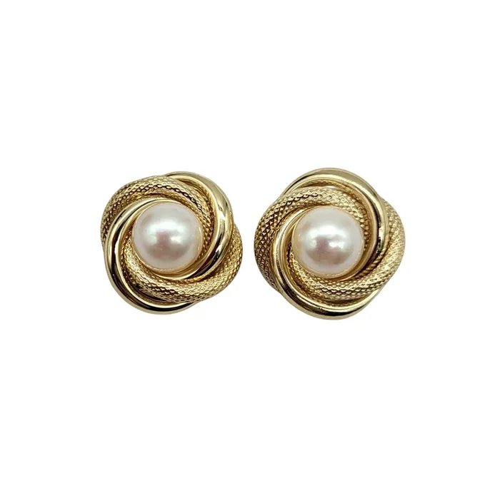 Pearl Textured Nest Knot Earrings