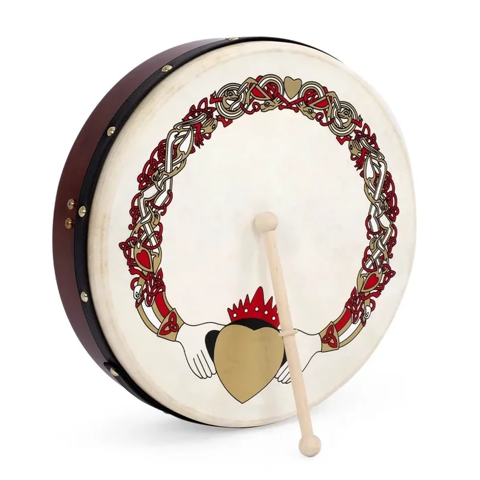 Percussion Plus Bodhran 15″ Claddagh with Bag, Tipper and DVD