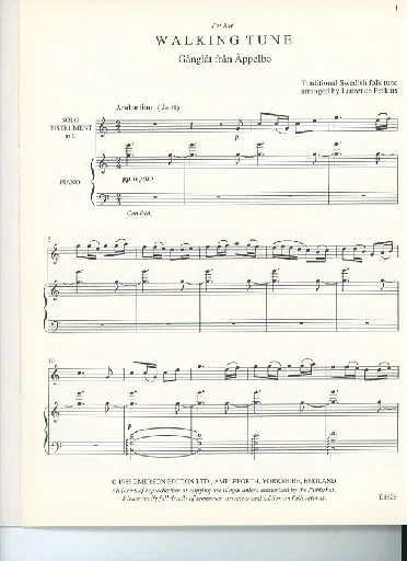 Perkins, Laurence: Walking Tune-Swedish folk melody (violin & piano)
