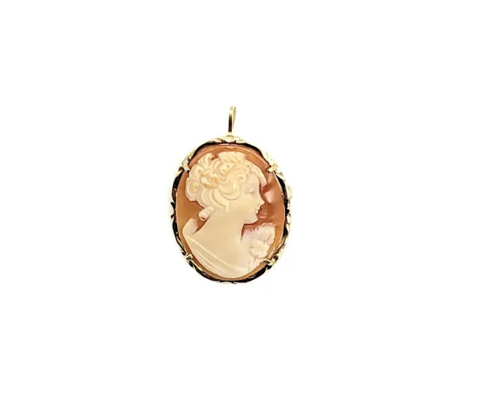 Pink and White Cameo Framed Pin/Pendant