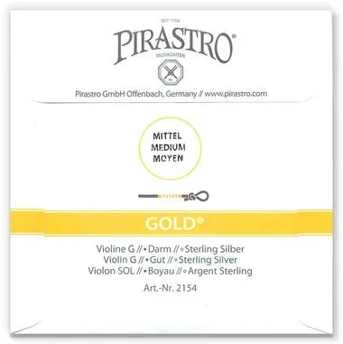 Pirastro Gold Violin G String – Knot (Silver-Wound Gut)