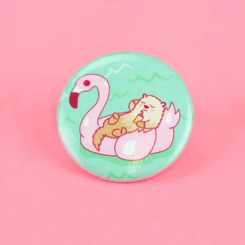 pool party otter flamingo button