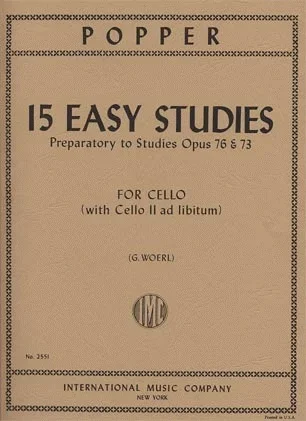 Popper (Woerl): 15 Easy Studies, Preparatory to Studies Op.76 & 73 (2 cellos)