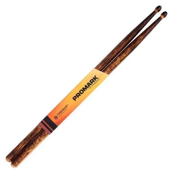 ProMark Classic 5B Drumsticks – FireGrain For Playing Harder, Longer – Lacquer Finish, Oval Wood Tip, Hickory Wood, Pair