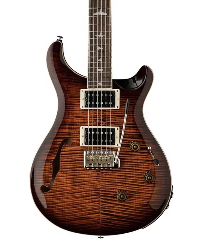 PRS SE Custom 24 Semi-Hollow Piezo Electric Guitar – Orange Tiger Smokeburst