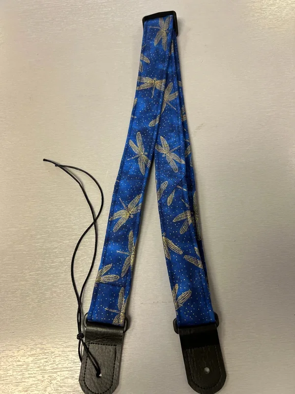Quiltsand Woven Ukulele Strap – Blue Dragonfly – Adjustable