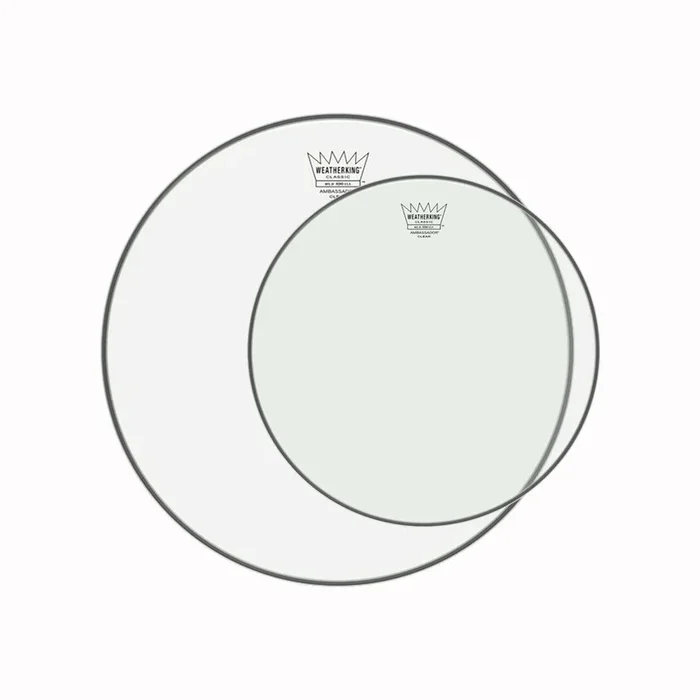 Remo 12/16″ Ambassador Classic Clear Drumhead (2 Pack Bundle)