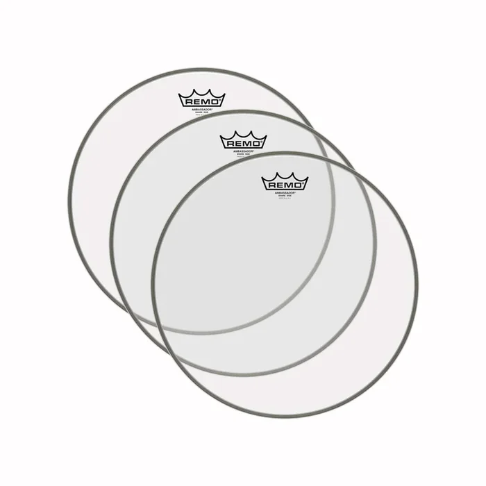 Remo 13″ Ambassador Clear Snare Side Drumhead No Collar (3 Pack Bundle)