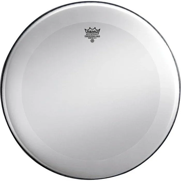 Remo Powerstroke P3 Smooth White Bass Drumhead 18″ No Stripe, w/Impact Patch