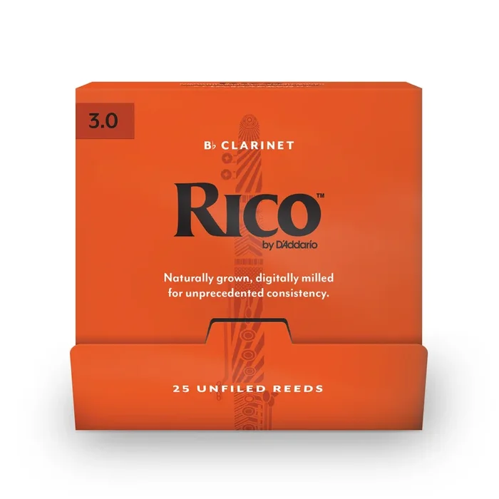 Rico by D’Addario Bb Clarinet Reeds Size 3.0, 25-Count Single Reeds