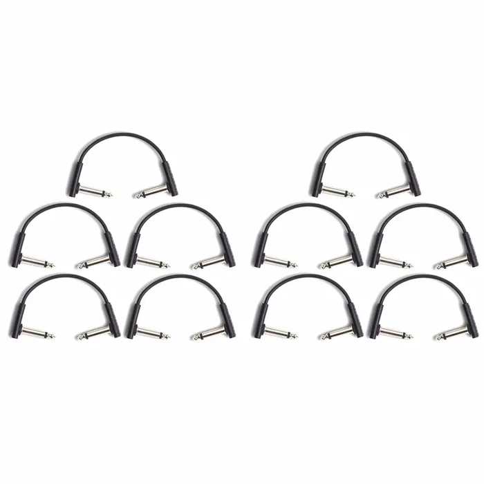 RockGear RockBoard Flat Patch Cable Black 10cm (3.94″) 10 Pack Bundle