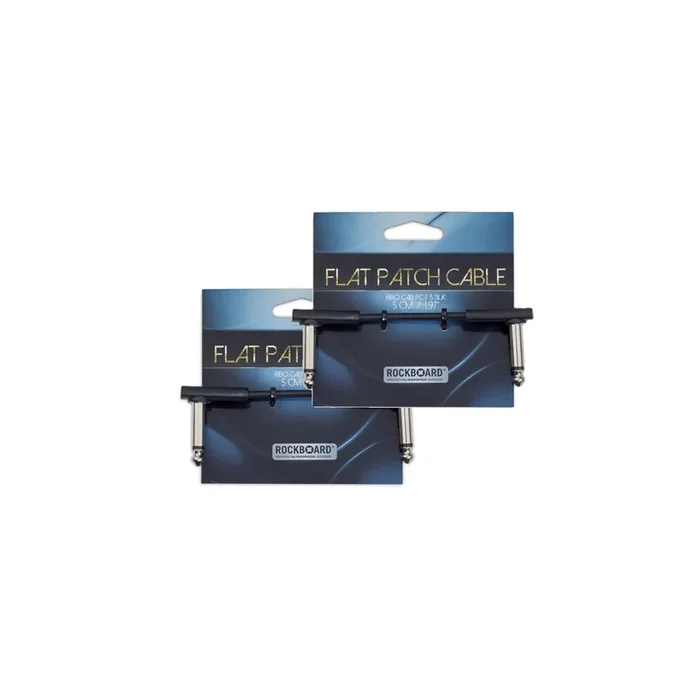 RockGear RockBoard Flat Patch Cable Black 5cm (1.97″) 2 Pack Bundle